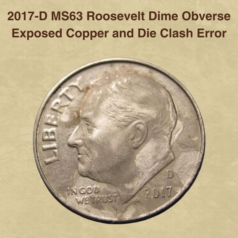 2017 Roosevelt dime die clash error with ghost reverse imagery visible on obverse field
