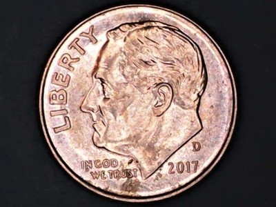 2017 Roosevelt dime doubled die obverse error showing doubling on LIBERTY lettering and date